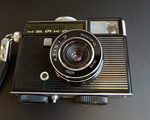 Фотоаппарат шкальный полуформатный "Чайка 3" с объективом Индустар-69 2.8/28 в чехле, металл, пластик, стекло, кожа, Белорусское оптико-механическое объединение (БелОМО), СССР, 1973 г.