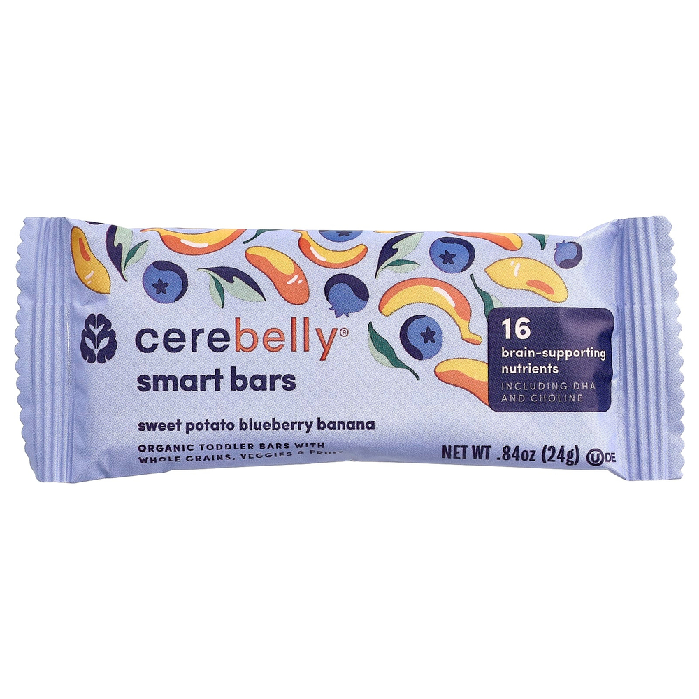 Cerebelly, Smart Bars, органические батончики для малышей, батат, черника и банан, 5 батончиков по 24 г (0,84 унции)