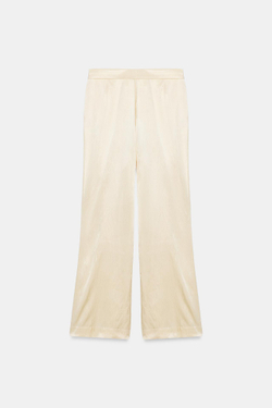 ZARA АТЛАСНЫЕ БРЮКИ С КОНТРАСТНЫМИ ДЕТАЛЯМИ, БЕЖЕВЫЙ