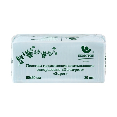 Пеленки впитывающие одноразовые для взрослых, серия Super, 60х60 см, 30 шт.