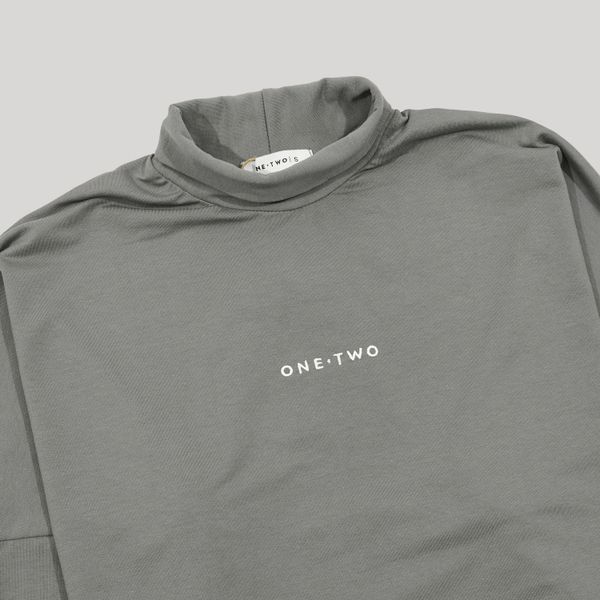 Лонгслив High Neck Logo Pewter серый - фото 2