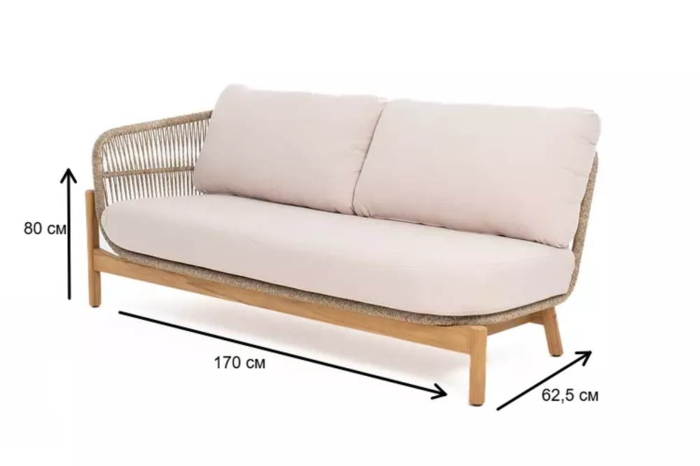 Софа из тика угловая Joygarden ТАЛАРА, Natural Teak, бежевый