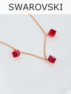 Колье Миражи с красными кристаллами-кубиками Swarovski
