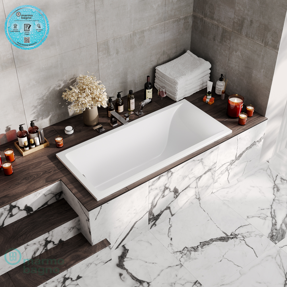 Ванна из литьевого мрамора Marmo Bagno Алесса NEW 180х80