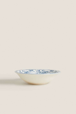 ZARA HOME ЦВЕТОЧНАЯ ФАЯНСОВАЯ ПИАЛА, СИНИЙ