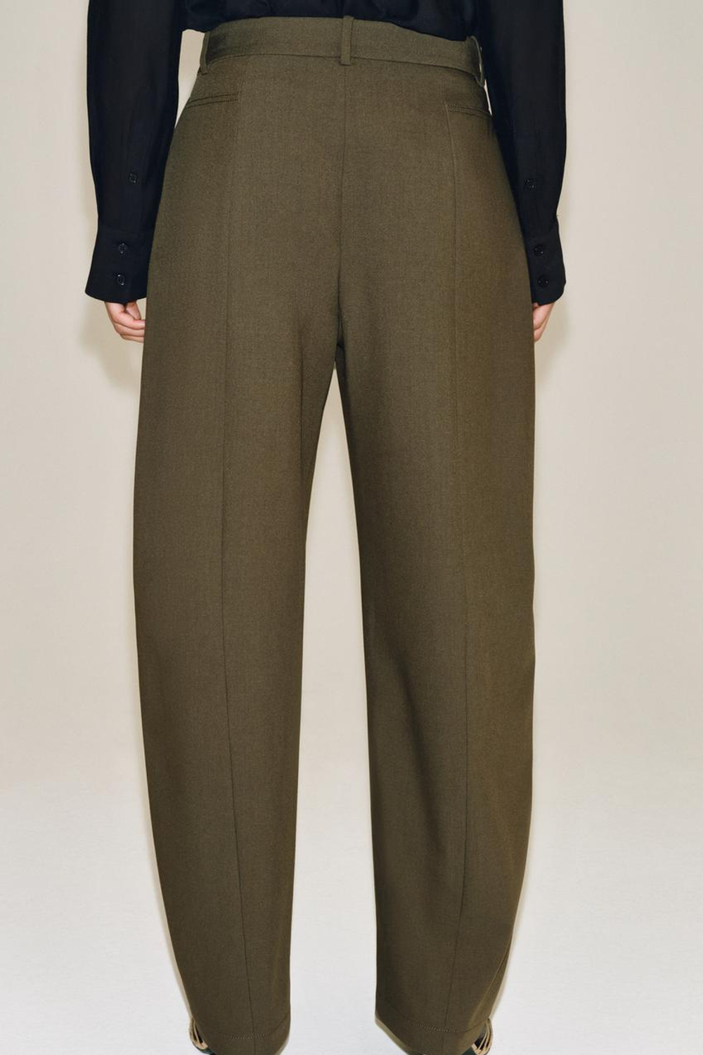 ZARA БРЮКИ BALLOON ZW COLLECTION, ХАКИ