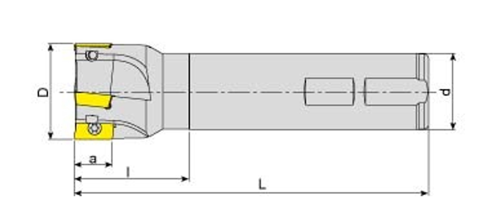 Корпус фрезы AEM90-AP10-D20-W20-L150-Z03 для ISO пластин