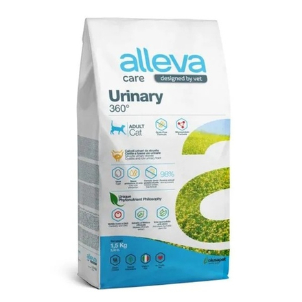 Alleva Care Cat Adult Urinary 360°, диетический сухой корм для растворения струвитов, 1,5 кг
