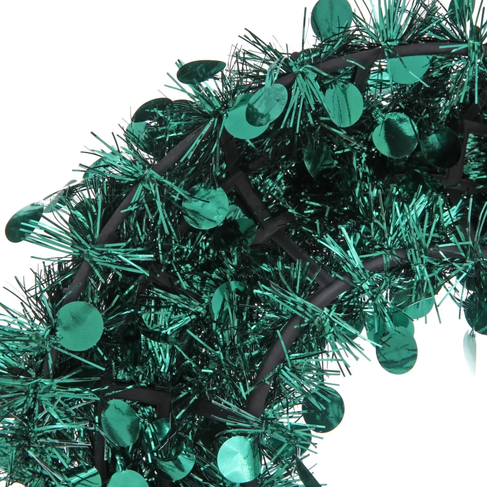 Венок декоративный TINSEL «Изящный блеск» 38 см, Изумруд