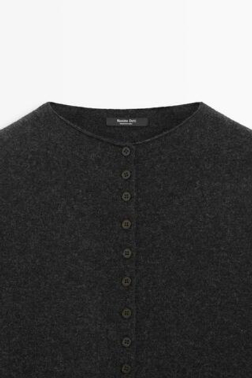 Massimo Dutti Кардиган из смесовой шерсти с пуговицами, антрацитово-серый