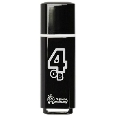 USB флеш накопитель 4 Gb SmartBuy Glossy, USB 2.0, черный, SB4GBGS-K (512764)