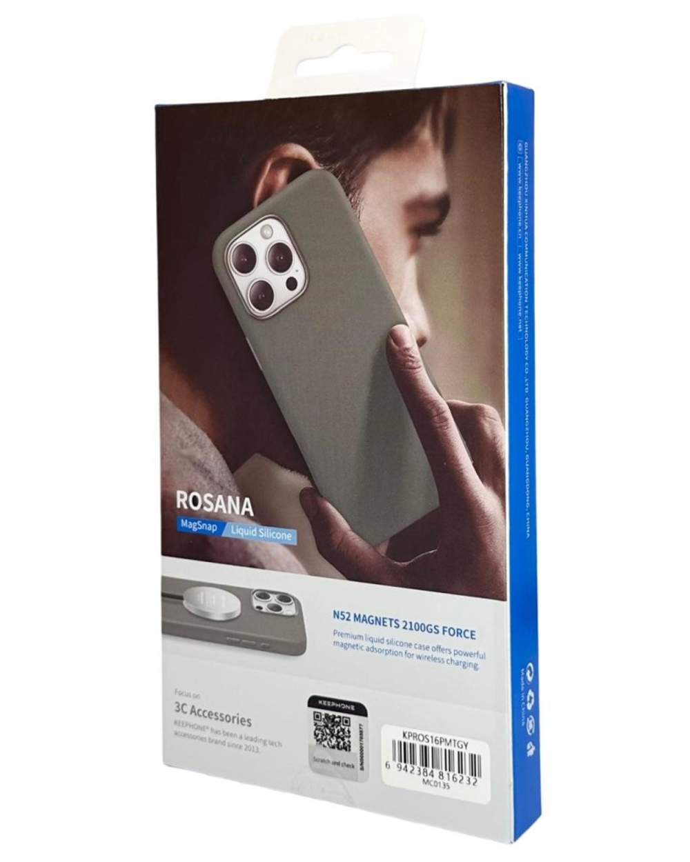Накладка для i-Phone 16 Pro Max Keephone Rosana MagSnap серый