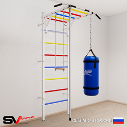 Шведская стенка Sv Sport усиленная 6353 (Турник рукоход/Канат/Трапеция/Цепь/Мешок 30кг)