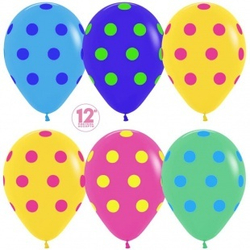 Шар (12*/30 см) Цветные точки, Ассорти, пастель, 5 ст, 50 шт. П