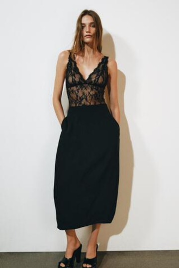 ZARA ЮБКА BARREL ZW COLLECTION, ЧЕРНЫЙ