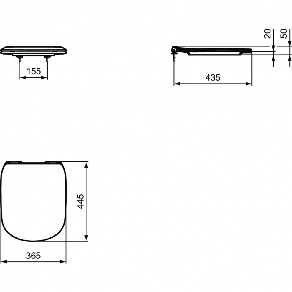 Тонкое сидение и крышка Silk White (матовый белый) Ideal Standard TESI SILK WHITE T3527V1