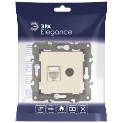Розетка ЭРА Elegance 14-3110-02 RJ45+TV IP20 слоновая кость | Эра Elegance