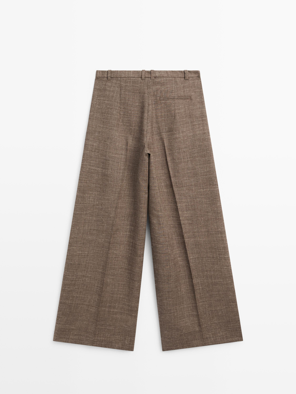 Massimo Dutti Широкие объемные брюки из шерстяной смеси, серо-коричневый