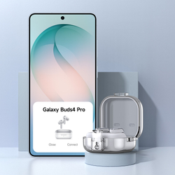 Прозрачный плотный чехол из TPU для наушников Samsung Buds4 и Buds 4 Pro, серия SECI Series от Dux Ducis, в комплекте с карабином