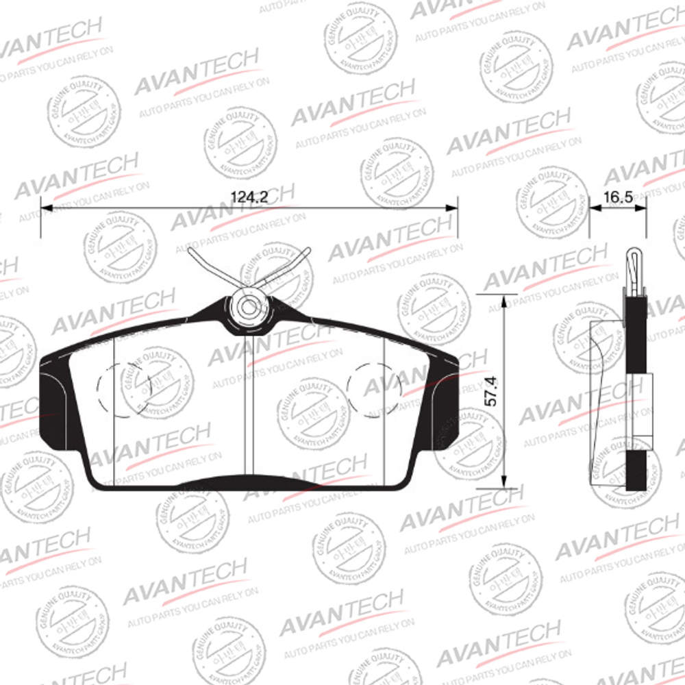 Колодки тормозные дисковые Avantech передние (противоскрипная пластина в компл.) AV728