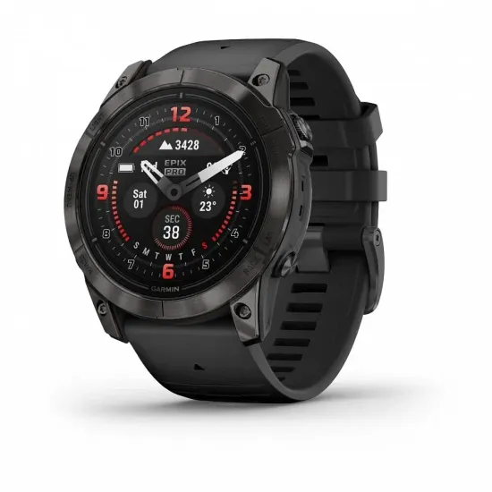 Смарт-часы GARMIN Epix PRO (Gen 2) Sapphire Edition 51 мм, титановый угольно-серый, DLC, черный силиконовый ремешок