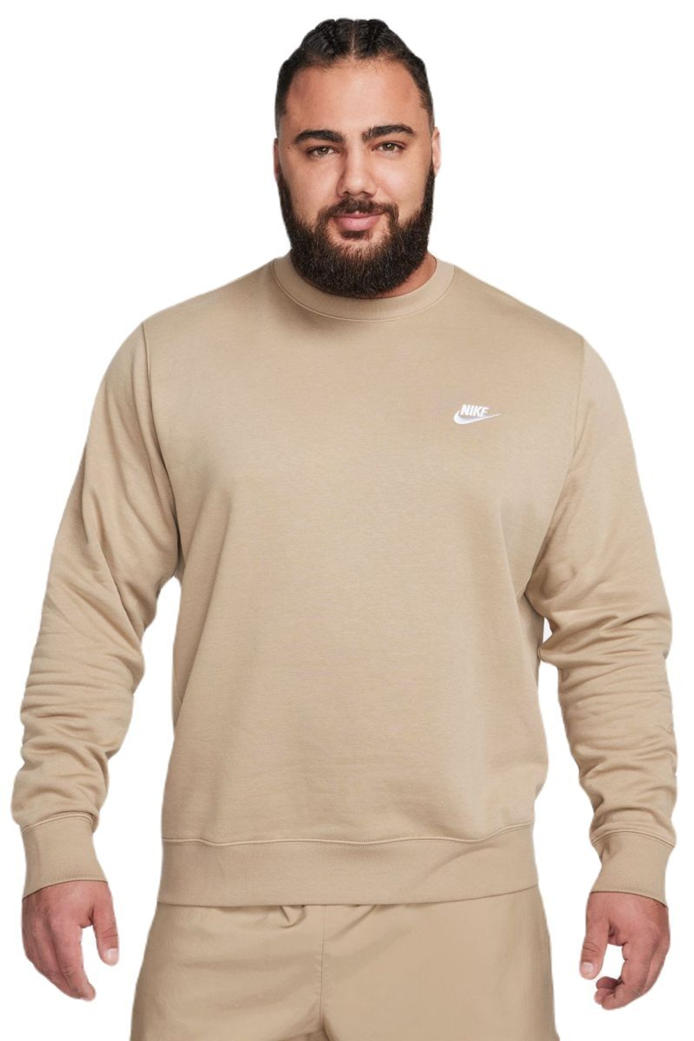 Мужская теннисная кофта Nike Swoosh Club Crew - khaki/white