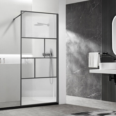 Душевая перегородка Волк-Ин (Walk-In) VSW-1HC100CFGM, 1000*2000, вороненая сталь, стекло прозрачное/рифленое,