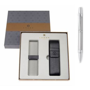 Набор Cross Nile Satin Chrome шариковая ручка и футляр кожзам (AT0382G-8PLUS1)