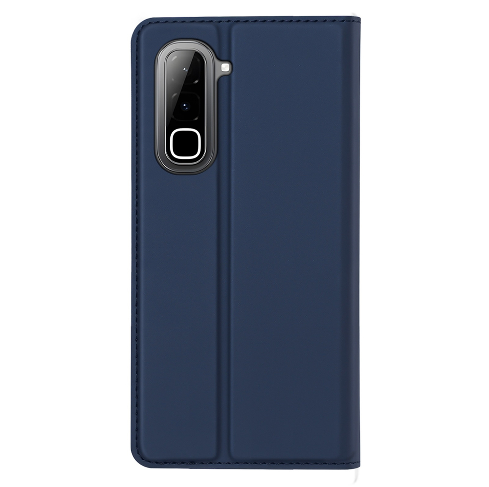 Чехол книжка из кожи синего цвета для смартфона Infinix Hot 70, серия Skin Pro Series от Dux Ducis