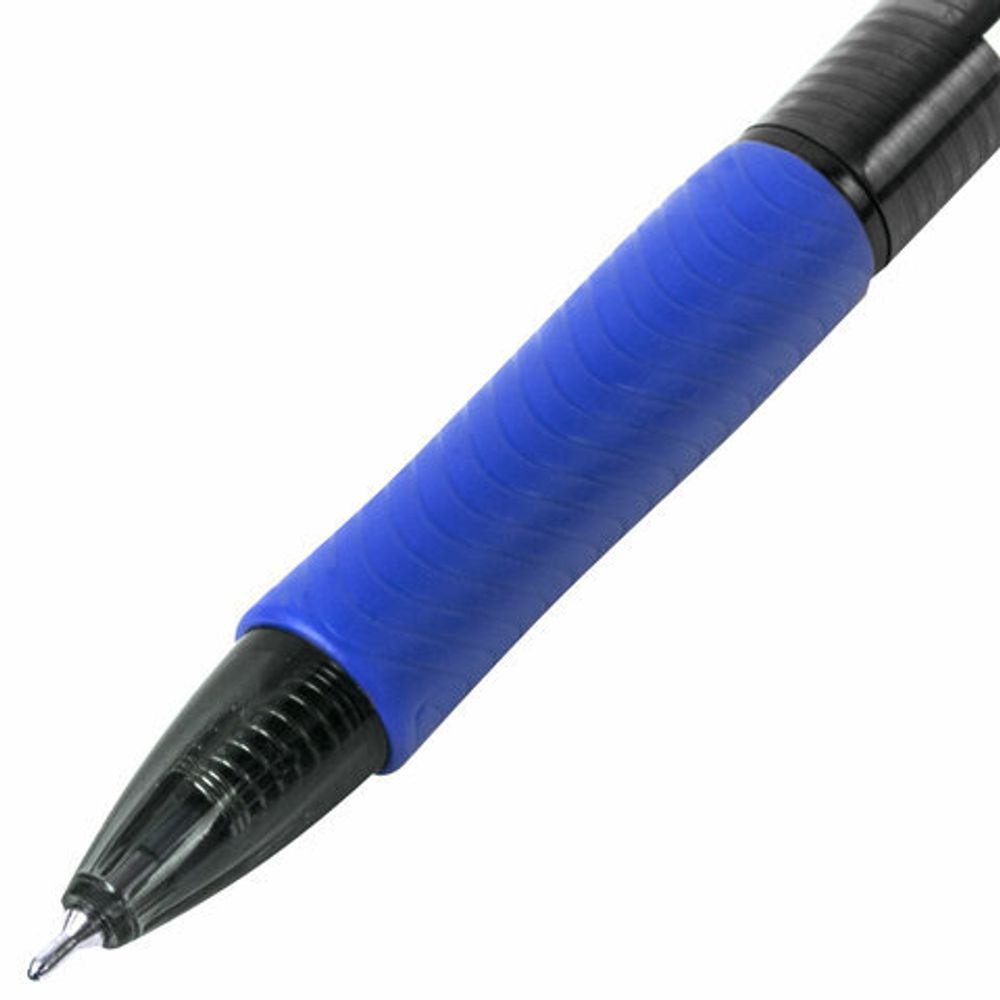 Ручка шариковая автоматическая с грипом BRAUBERG OFFICE STYLE, 1шт, СИНЯЯ, игольчатый наконечник 0,7мм, линия 0,35мм, тонированный корпус, 144210