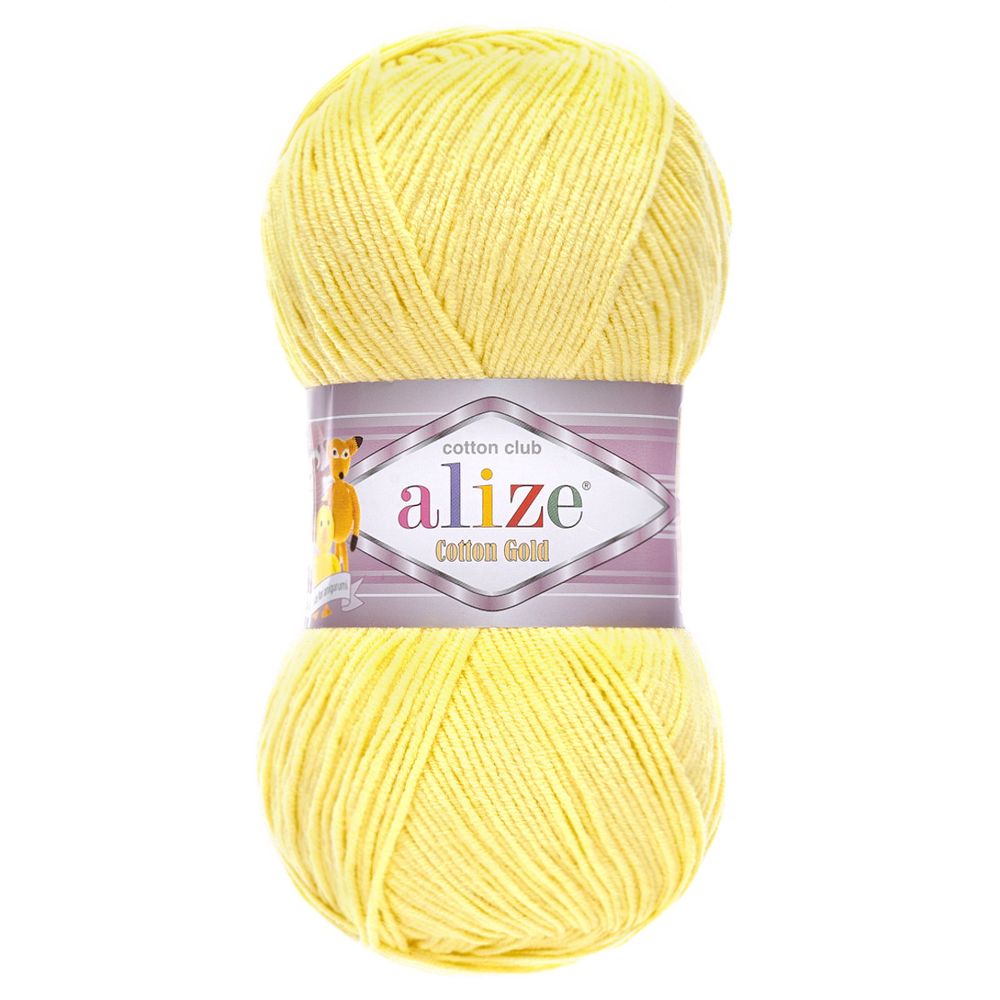 Пряжа Alize (Ализе) Cotton Gold / уп.5 мот. по 100 г, 330м, 187 светлый-лимон A
