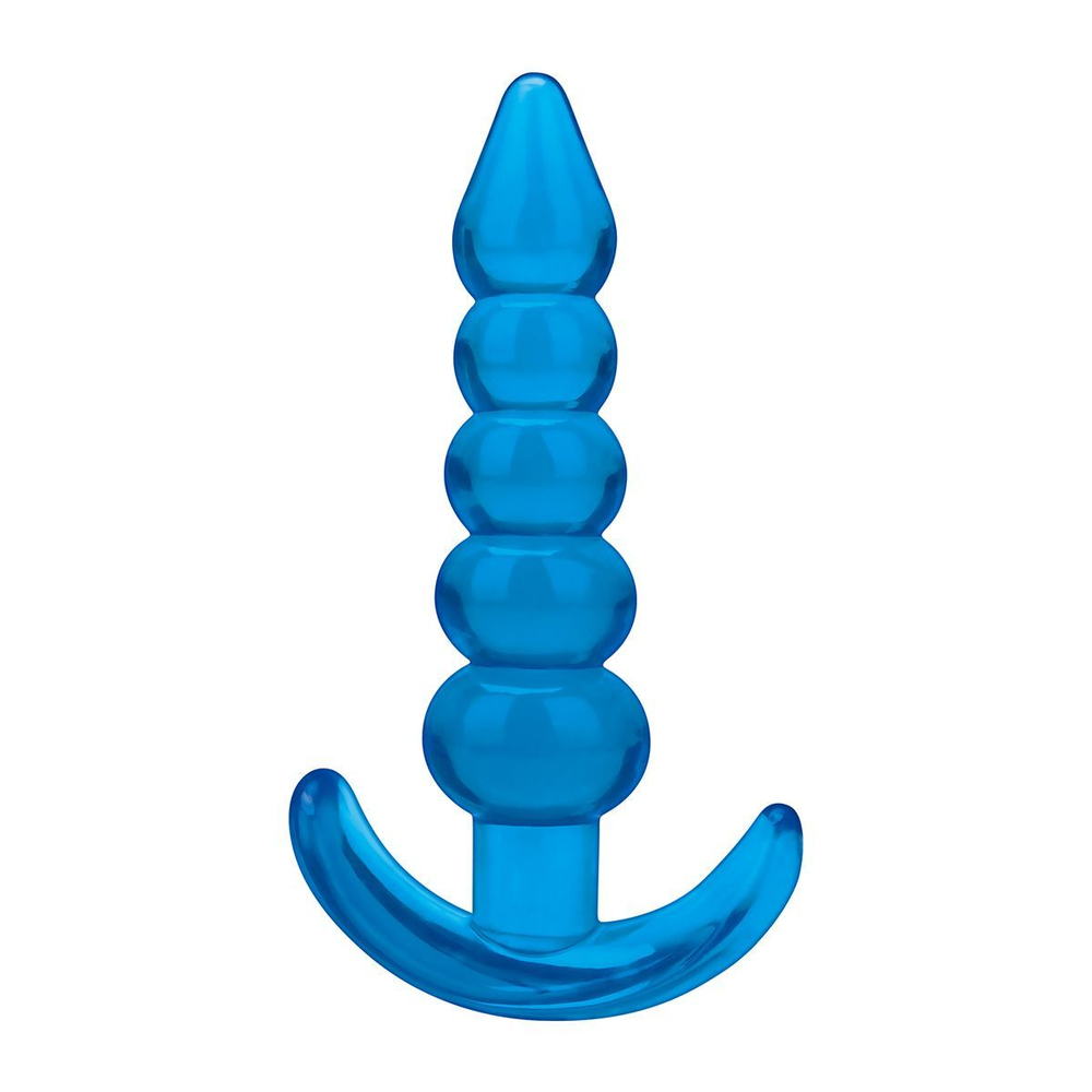Голубая анальная елочка Medium Beaded Plug - 11,4 см. (Цвет: голубой)