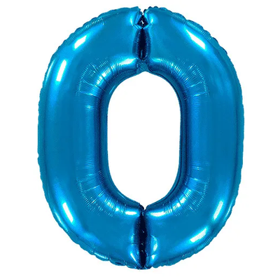 Шар фольга Цифра 0 Blue Синий 102см с гелием
