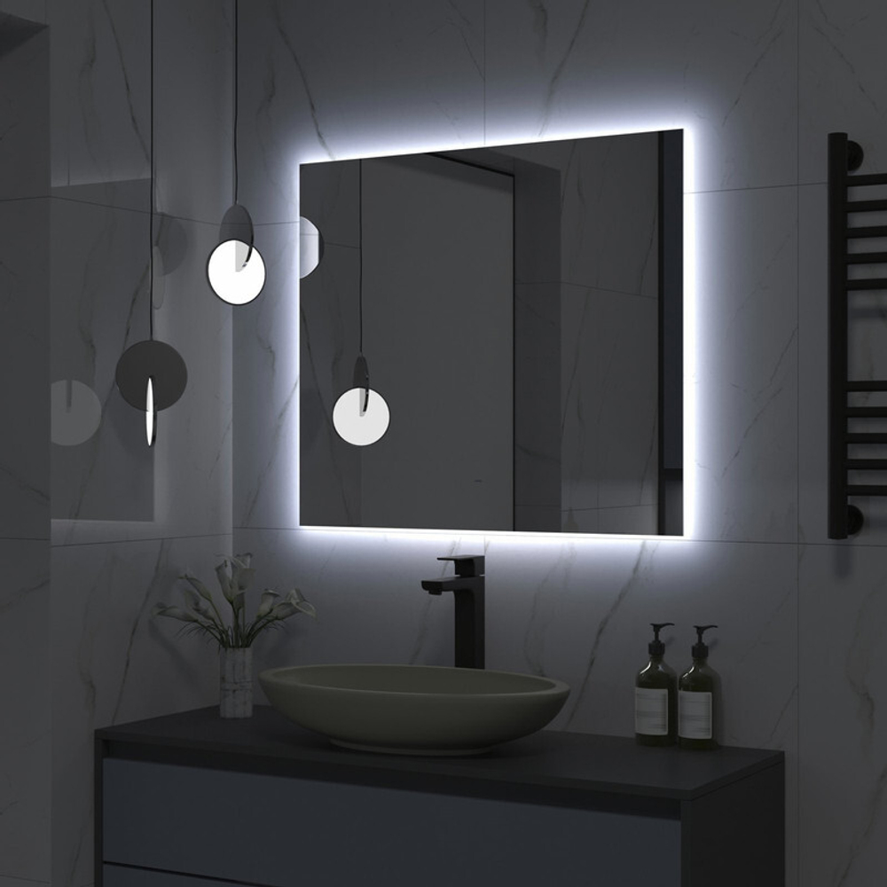 Зеркало "Trezhe Led" 800х700 с бесконтактным сенсором, холодная подсветка