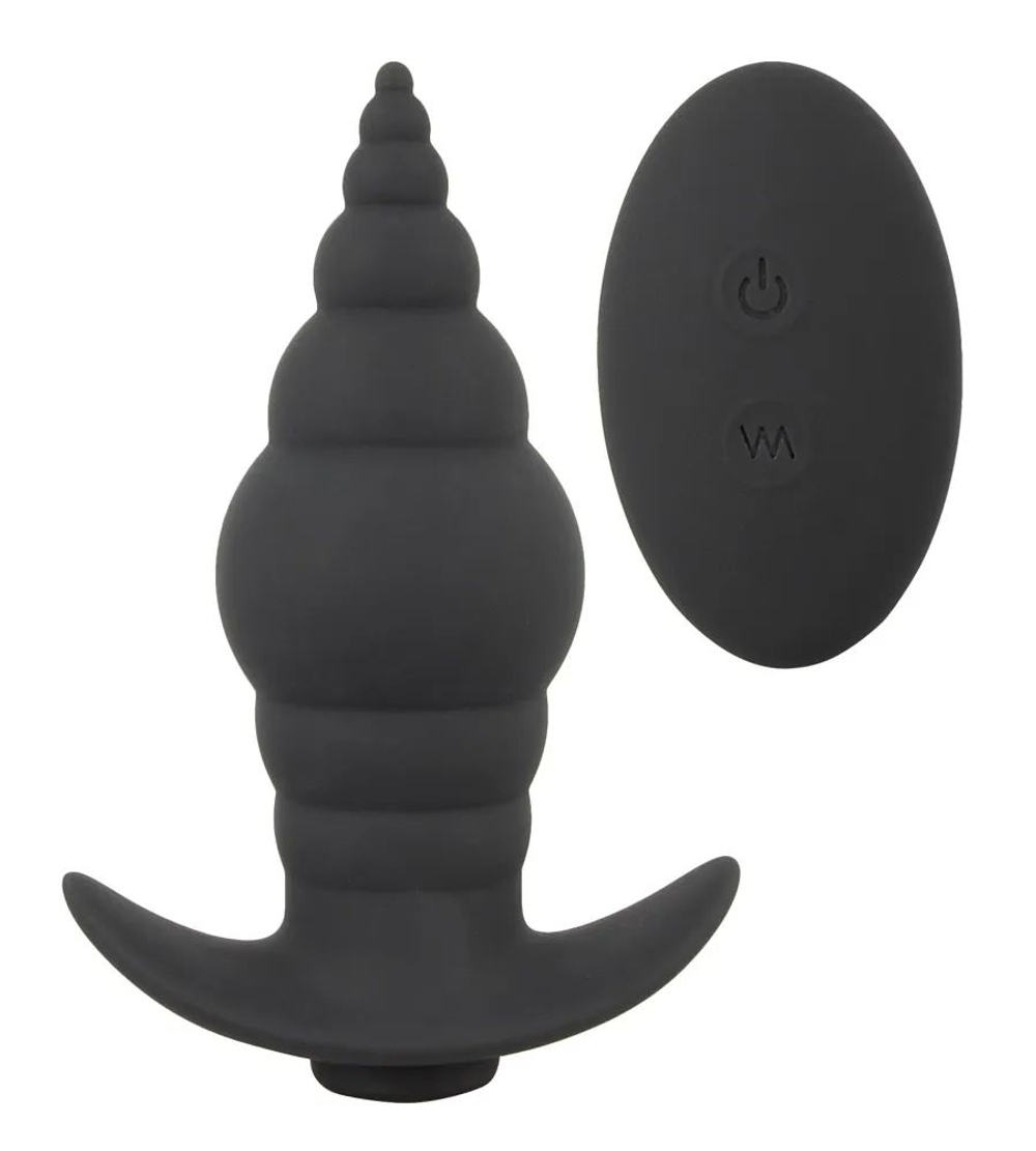 Черная анальная вибропробка RC Butt Plug - 9,6 см. (Цвет: черный)