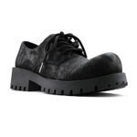 HANQIAORIJI Black Blood Collection Cow Split Leather Casual Shoes Men"s Black
