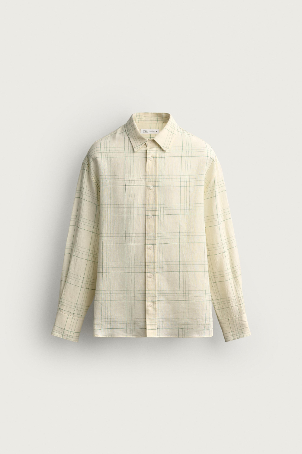 РУБАШКА В КЛЕТКУ ИЗ ХЛОПКА И ЛЬНА — ZARA · 4749/427