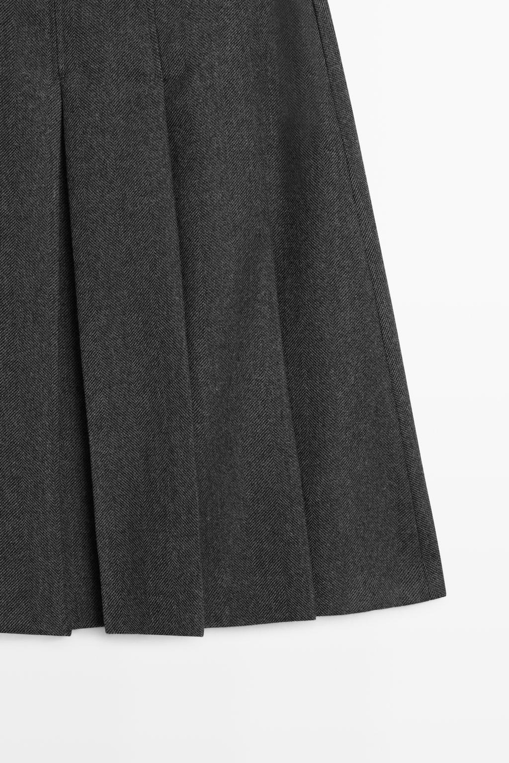 Massimo Dutti Плиссированная юбка из шерстяной смеси, черный