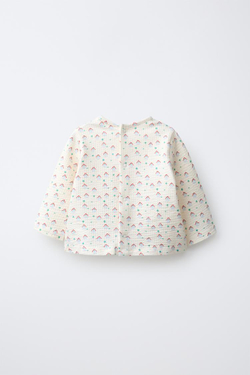 ZARA ФУТБОЛКА С ПРИНТОМ ДОМИКИ, СИНИЙ/БЕЛЫЙ