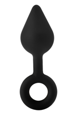 Черная анальная пробка с ручкой-кольцом XL Single Drop Plug - 14 см. (Цвет: черный)