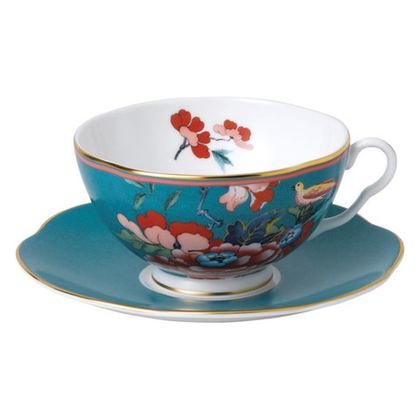 Чайная пара 320мл Wedgwood Пионы зеленая