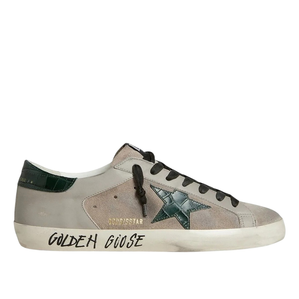 Golden Goose Super Star / Замша беж / зеленая крок звезда муж