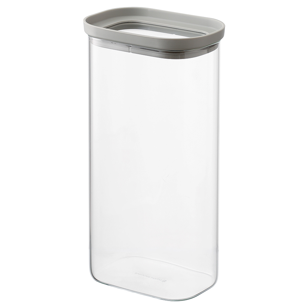 Банка для хранения прямоугольная Vacuum Glass, 1,75 л | светло-серая