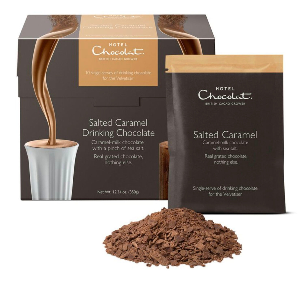 Hotel Chocolat горячий шоколад Соленая карамель (10 саше-пакетиков)