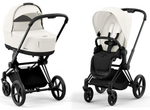 Коляска 3 в 1 Cybex Priam IV Matt Black complete и автокресло Aton B2 i-Size Bay Blue Off White