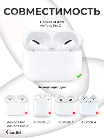 Чехол для Airpods Pro 3 Gurdini прорезиненный soft touch c карабином Черный