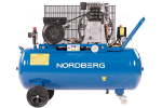 NORDBERG (NCE100/480) Компрессор поршневой с ременной передачей 220 В, ресивер 100 л, 446 л/мин