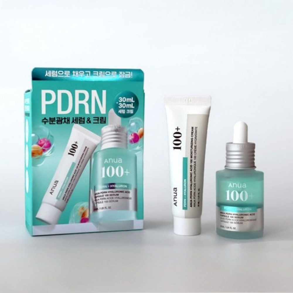 Anua "PDRN Hyaluronic Acid Capsule 100" набор Serum 30ml+Cream 30ml набор по уходу за лицом