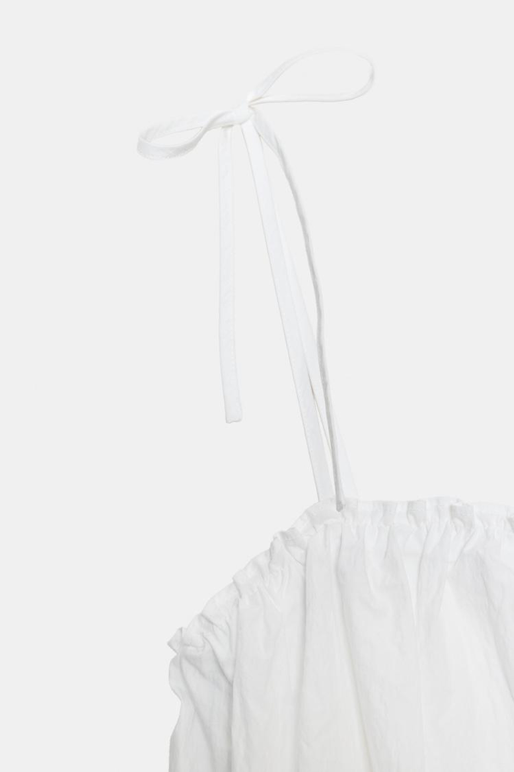 ZARA НЕЙЛОНОВОЕ ПЛАТЬЕ-БАЛЛОН, БЕЛЫЙ