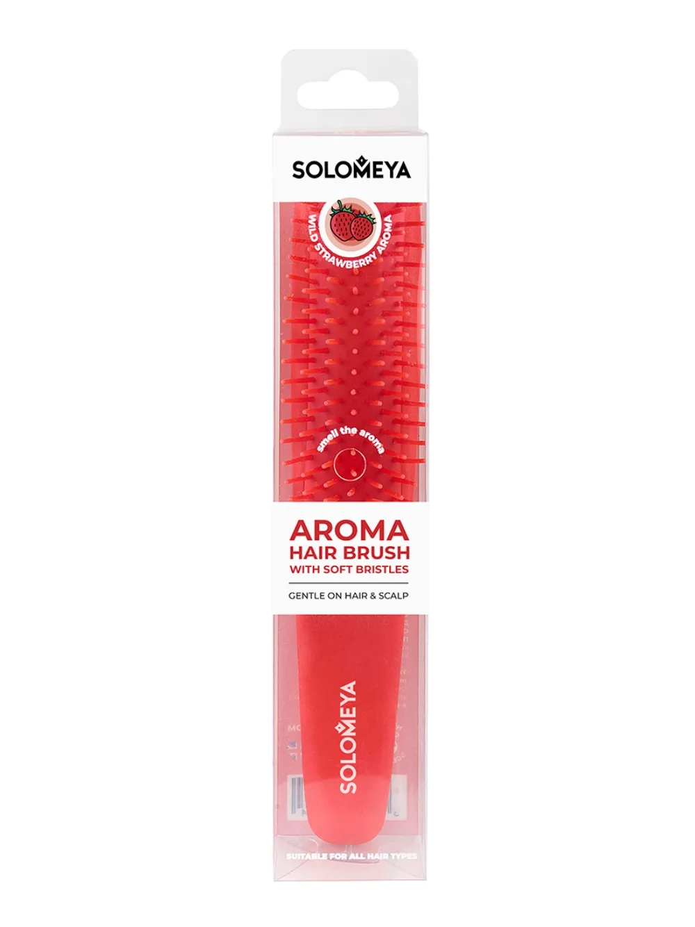 Расческа с мягкими зубьями с ароматом земляники SOLOMEYA Hair Brush Soft Bristles Wild Strawberry